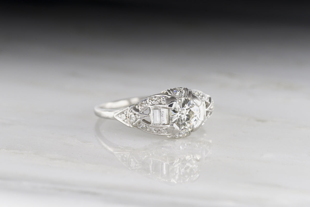 Art Deco / Early Retro Old European Cut Diamond Engagement Ring