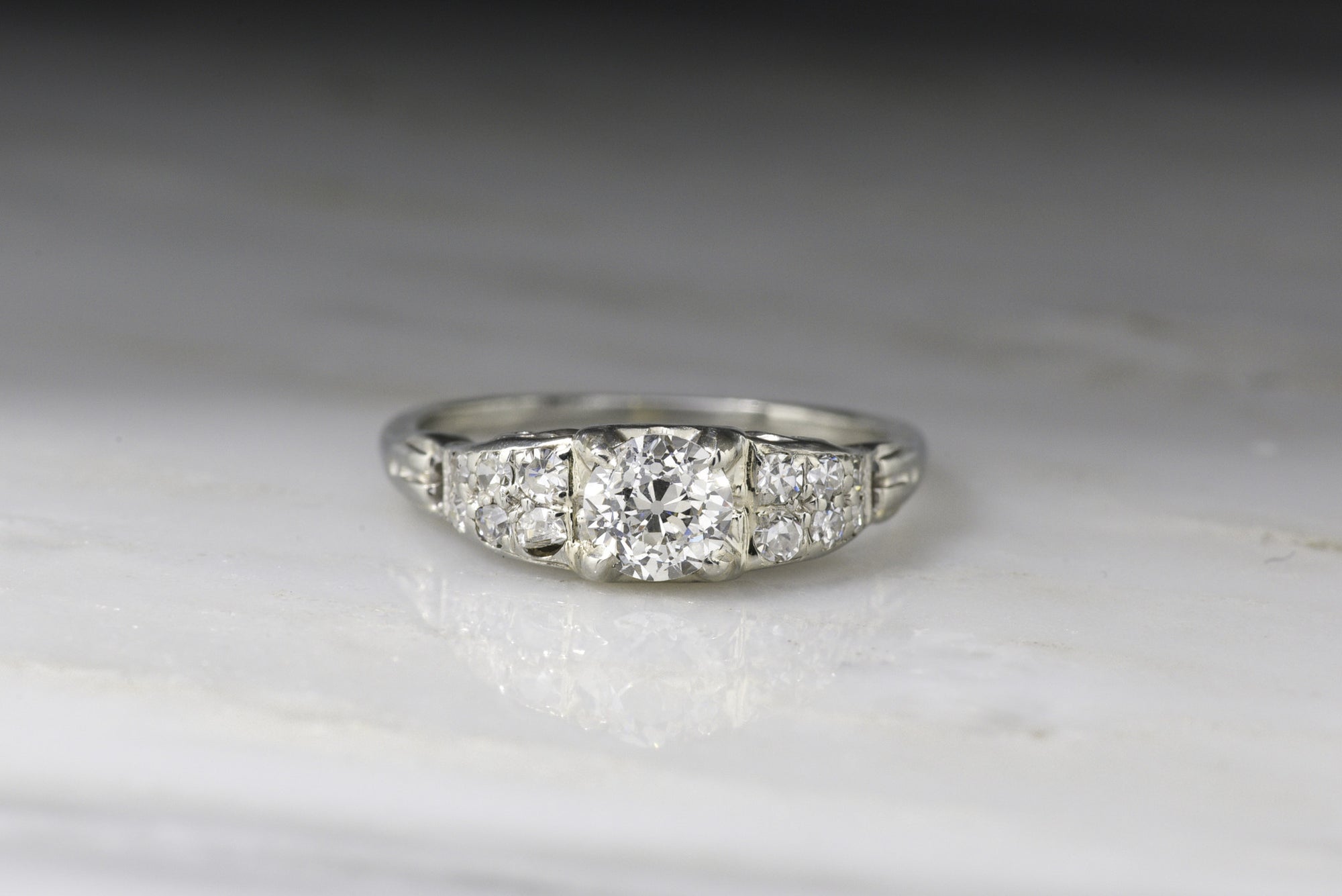 Vintage Traub-Orange Blossom Art Deco / Retro Diamond Engagement Ring ...