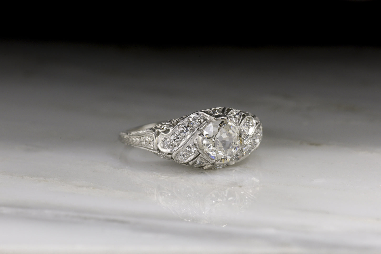 Edwardian .75 Carat Old Mine Cut Diamond Engagement Ring