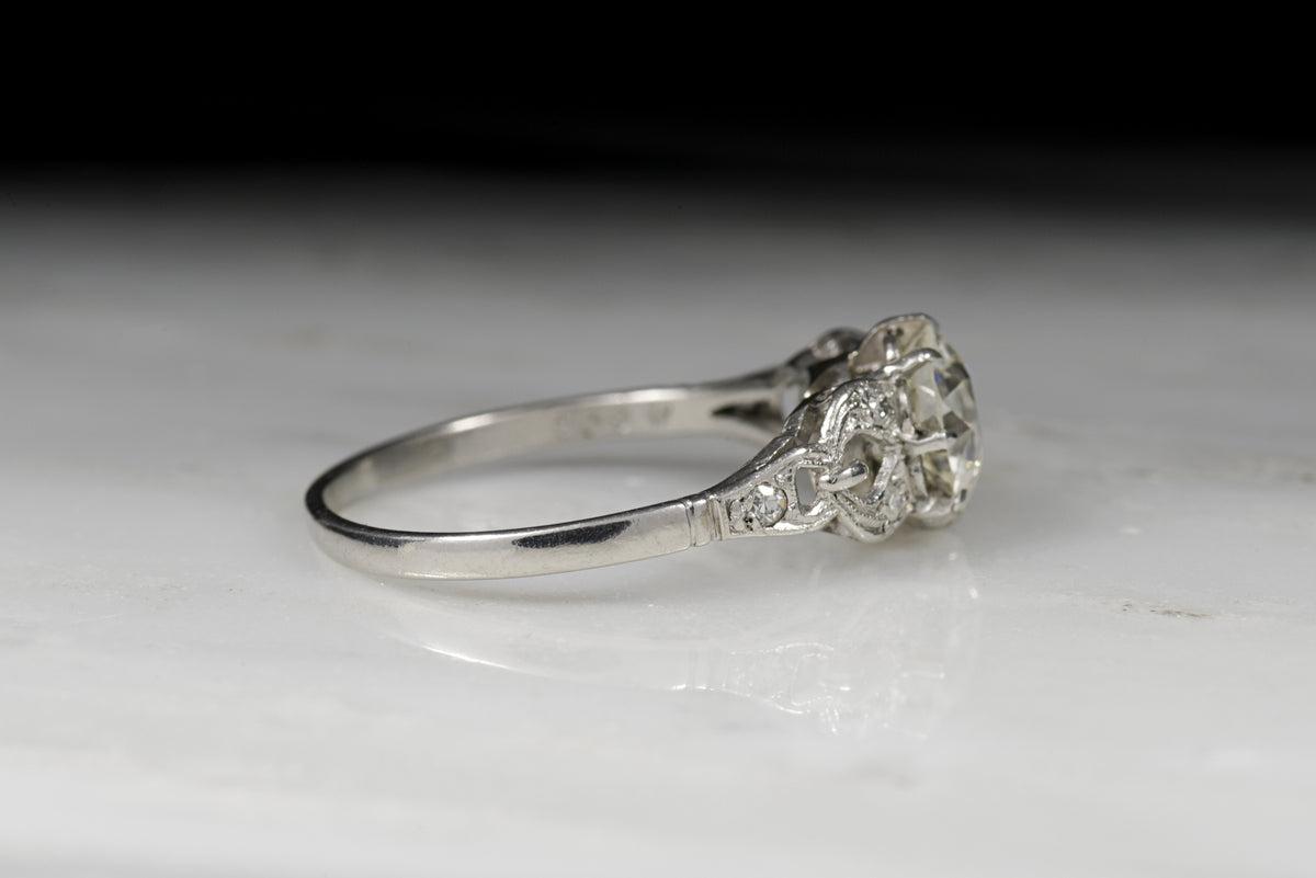 Edwardian 1.65 Carat Old European Cut Diamond Engagement Ring
