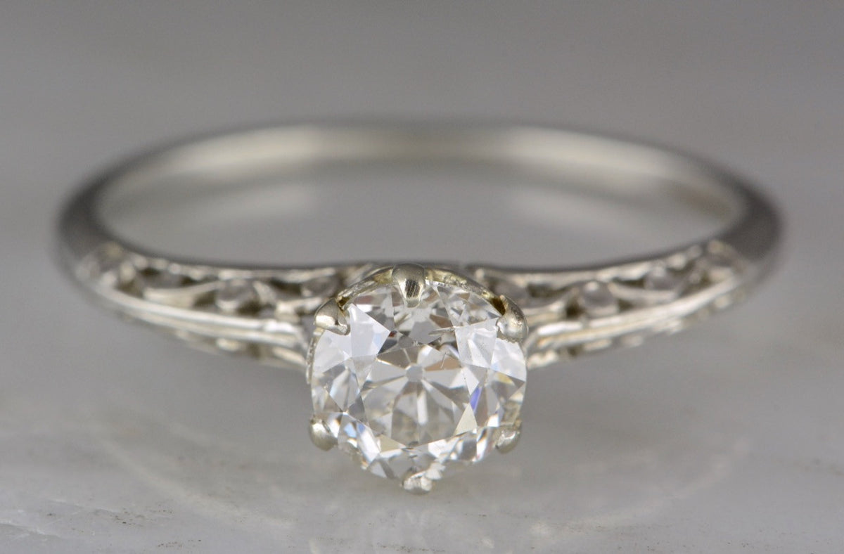 .78ct Transitional Victorian / Edwardian Platinum Engagement Ring with Late Old Mine Cut / Early Old European Cut Diamond