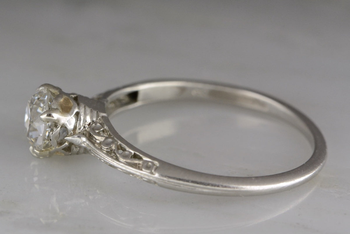 .78ct Transitional Victorian / Edwardian Platinum Engagement Ring with Late Old Mine Cut / Early Old European Cut Diamond