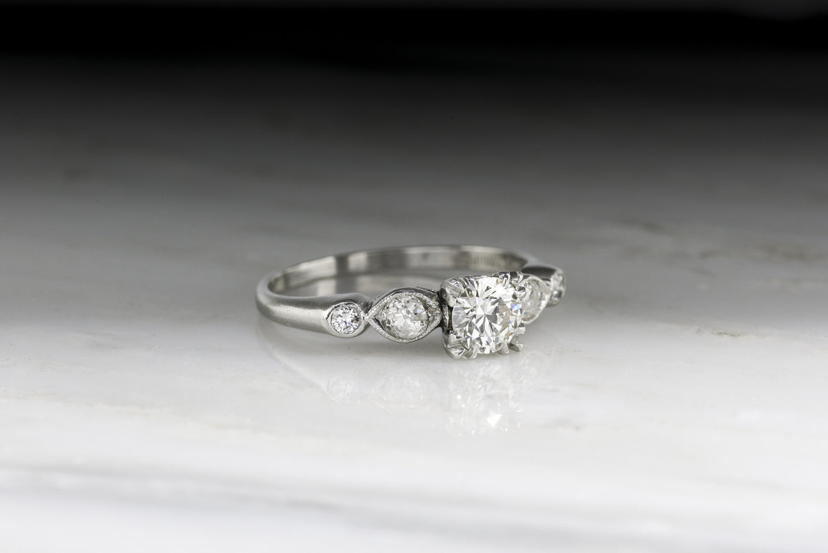 Late Art Deco Old European Cut Diamond Engagement Ring