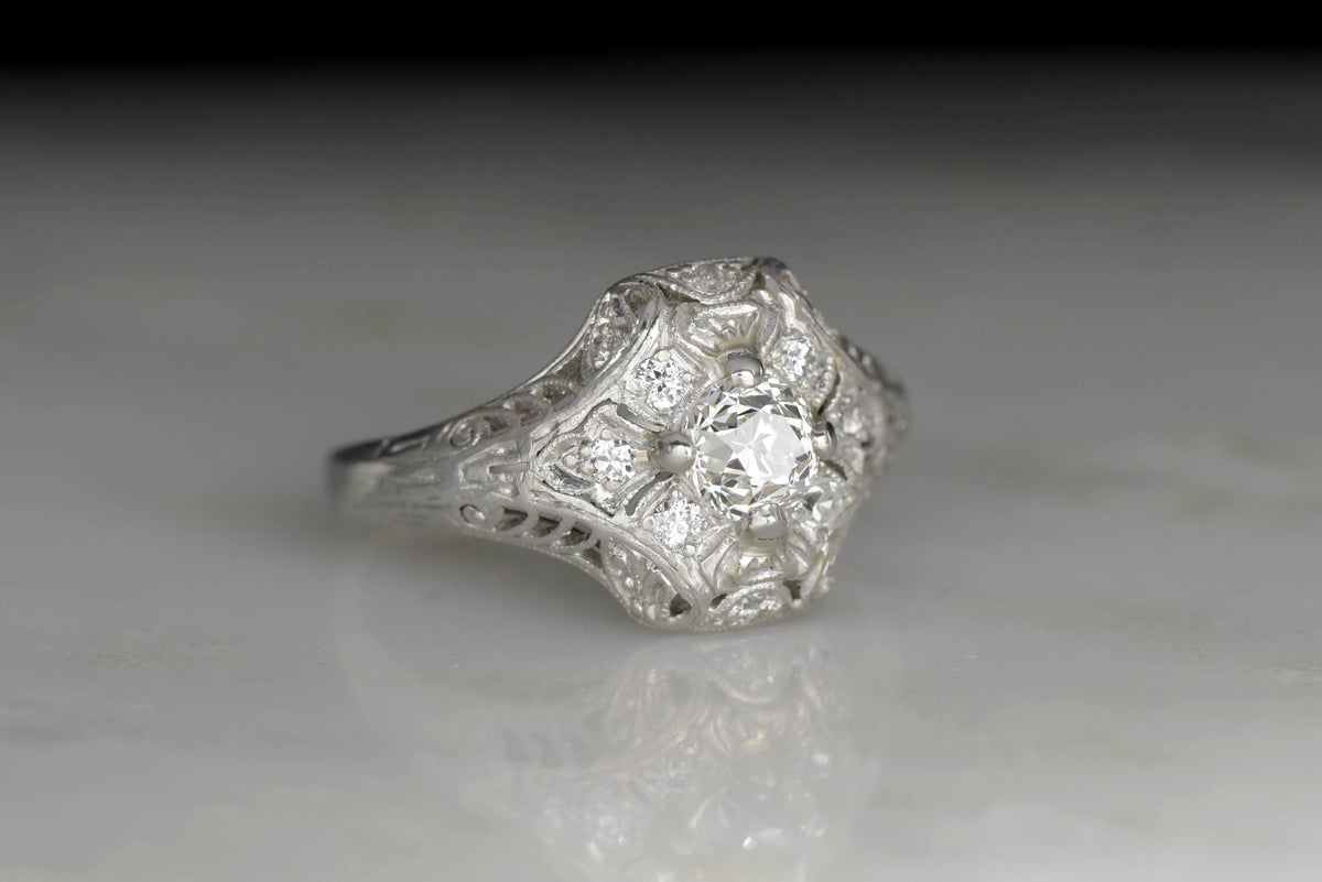 c. 1910s-1920s Ornate Edwardian Engagement or Anniversary Ring