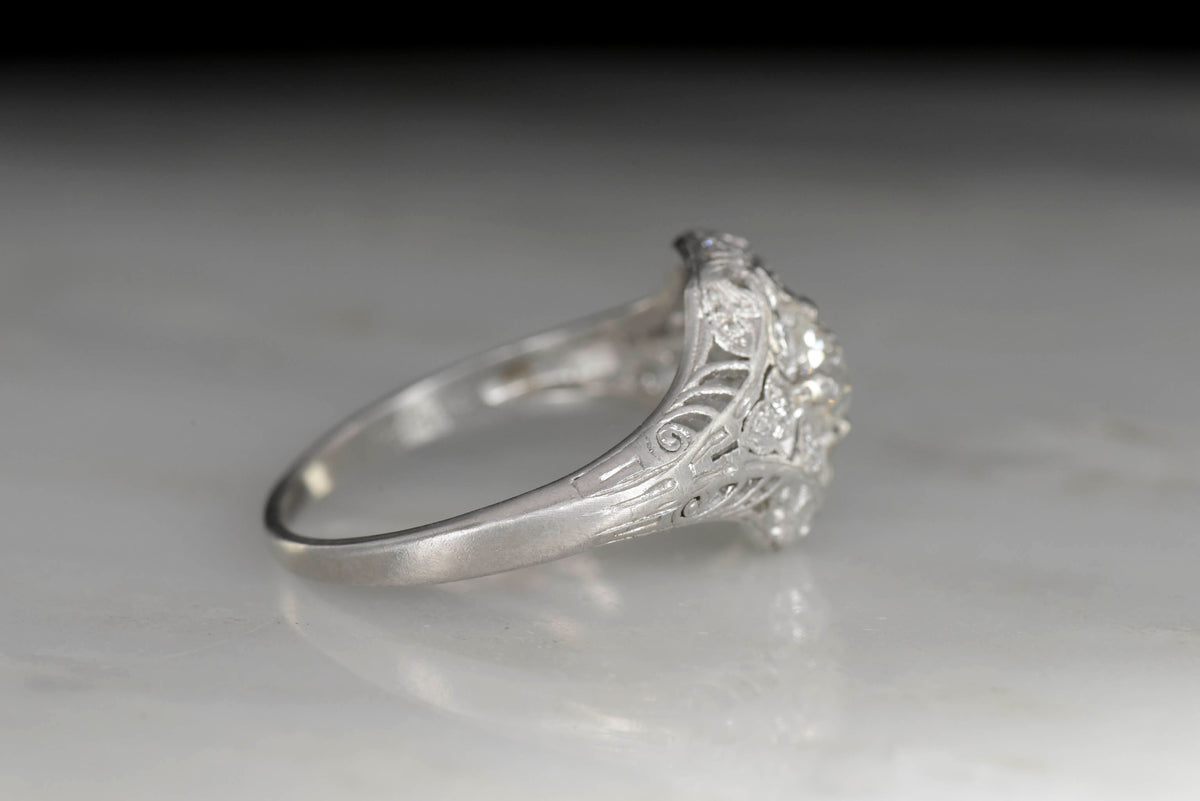 c. 1910s-1920s Ornate Edwardian Engagement or Anniversary Ring