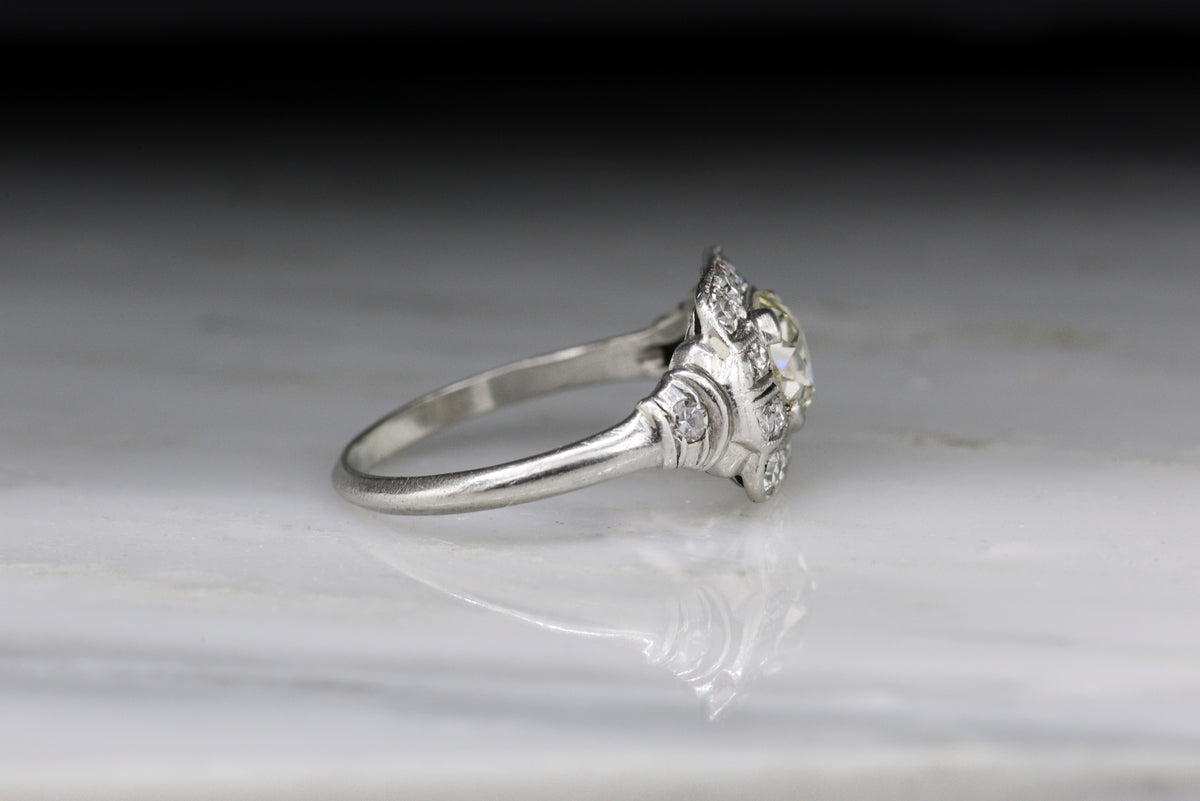 c. 1930s Art Deco / Mid-Century Old European Cut Diamond Engagement Ring
