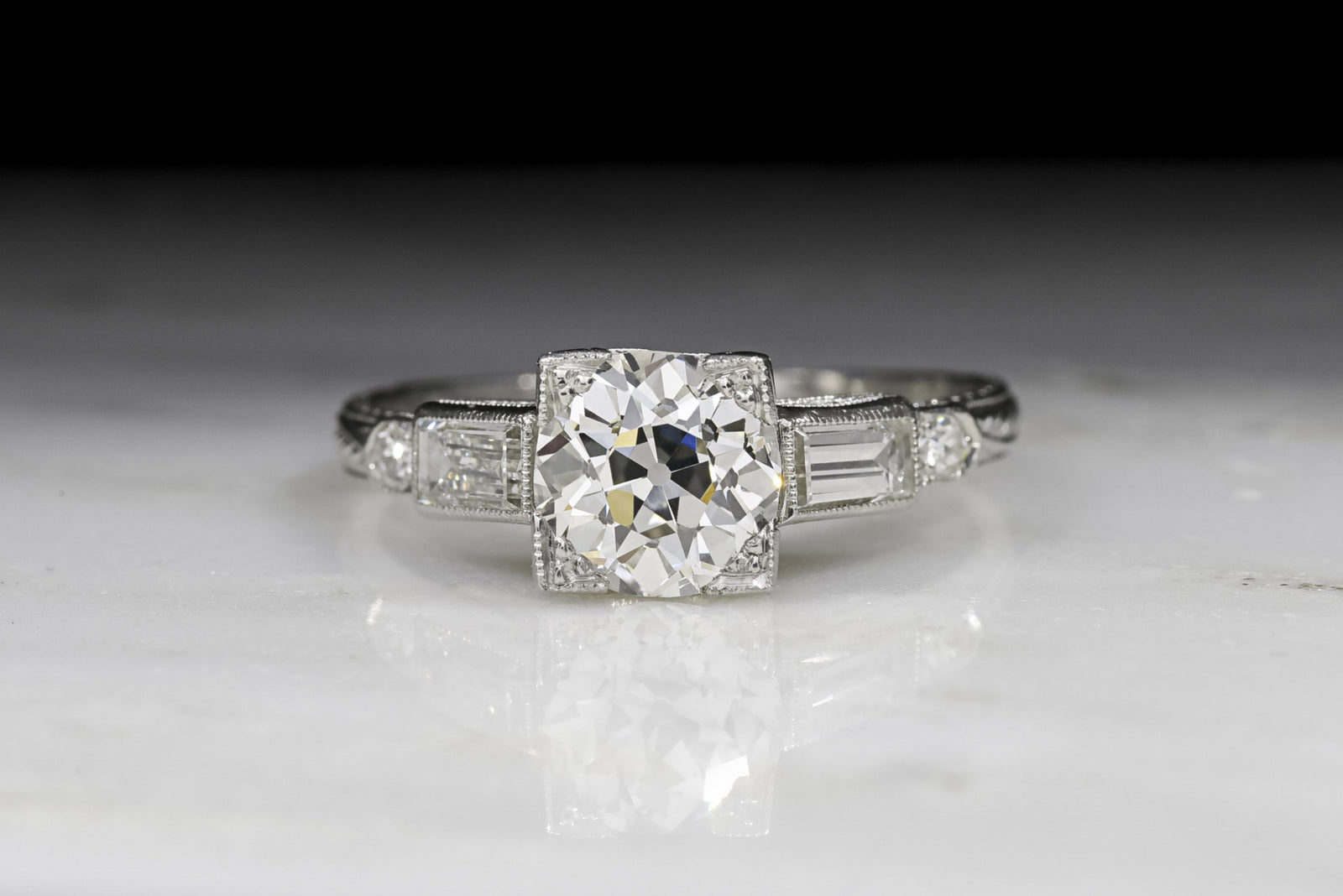 Vintage Art Deco GIA Certified Old European Cut Diamond Engagement Ring