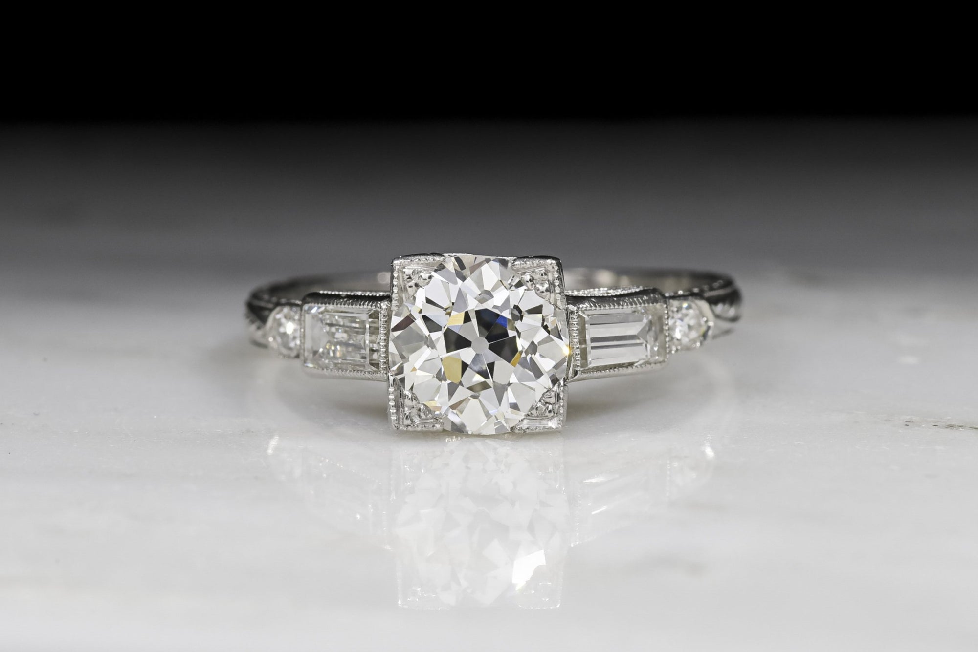 Vintage Art Deco GIA Certified Old European Cut Diamond Engagement Ring