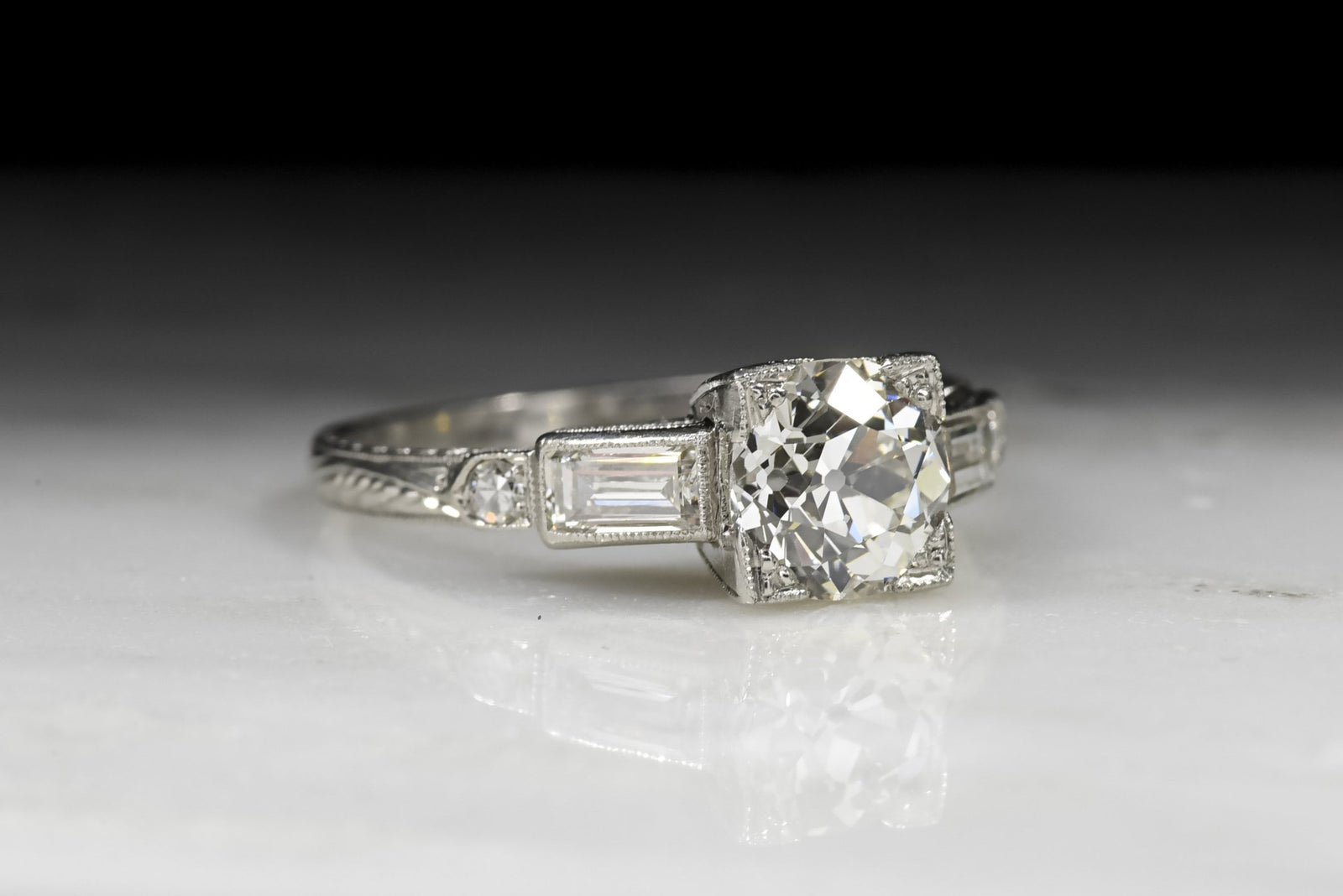 Vintage Art Deco GIA Certified Old European Cut Diamond Engagement Ring