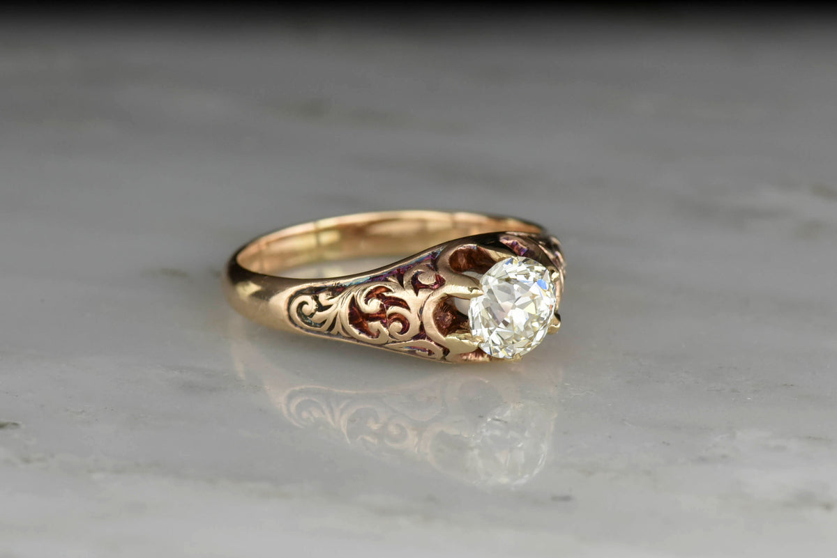 Victorian Belcher Mount with a GIA Old European Cut Diamond