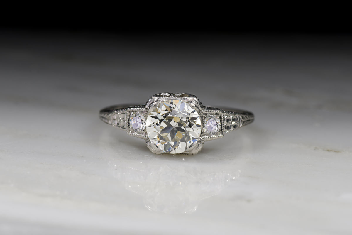 Vintage Edwardian 1.20 Carat Old European Cut Diamond Engagement Ring