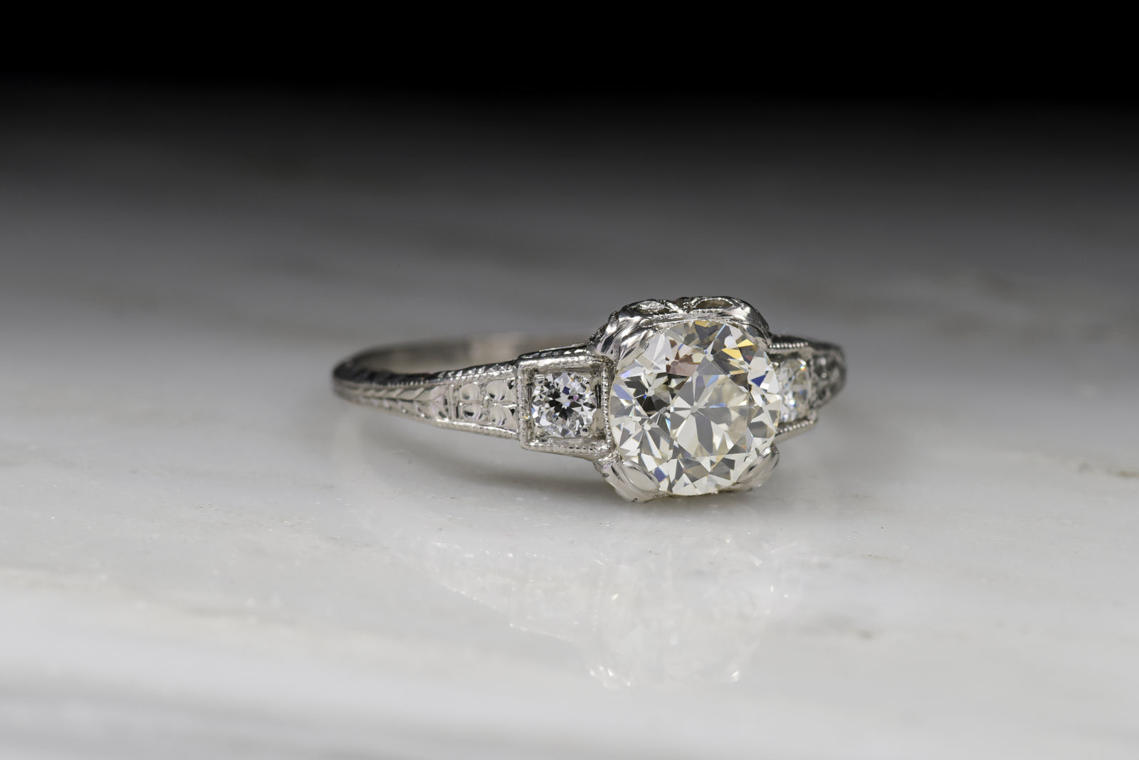 Vintage Edwardian 1.20 Carat Old European Cut Diamond Engagement Ring