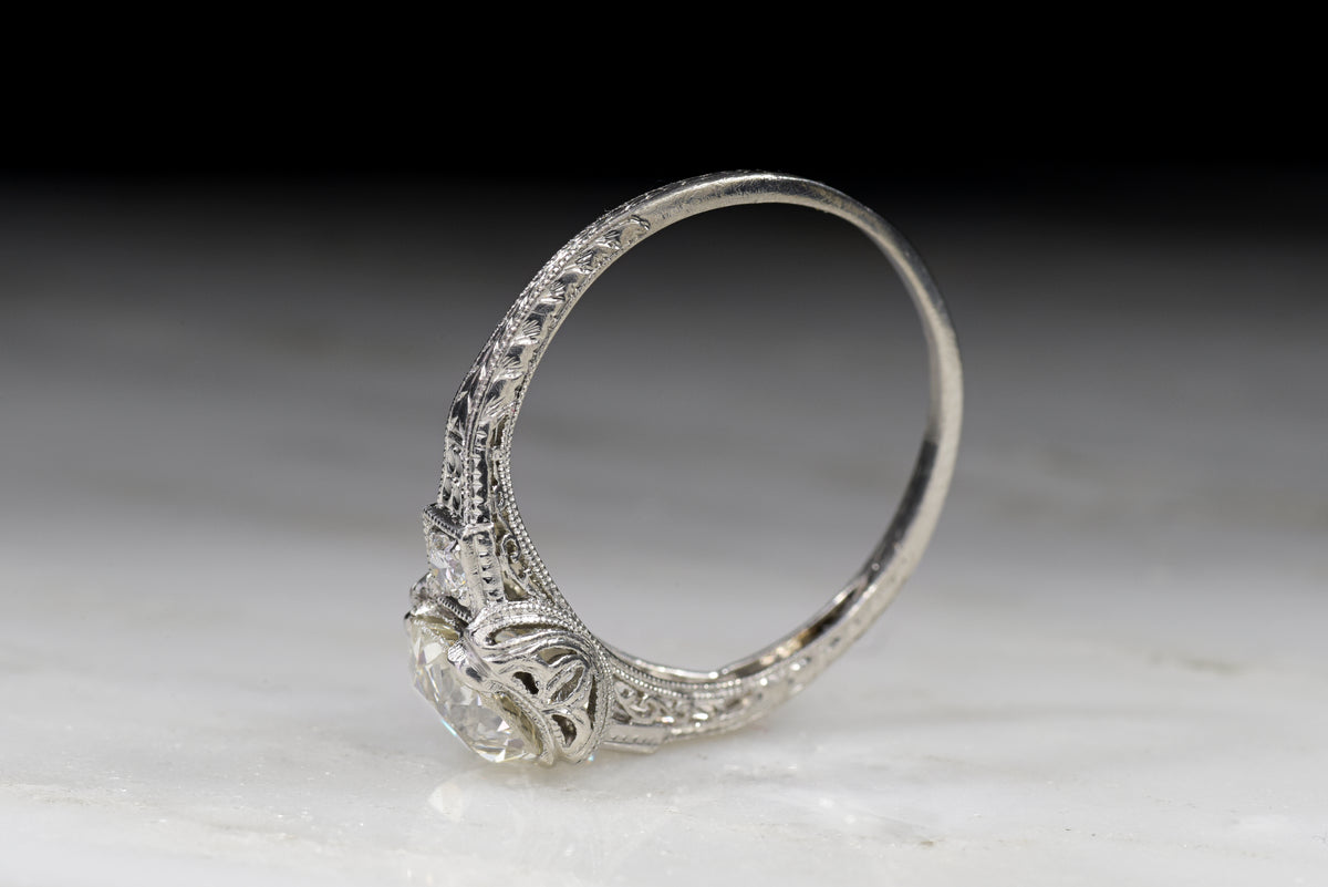 Vintage Edwardian 1.20 Carat Old European Cut Diamond Engagement Ring