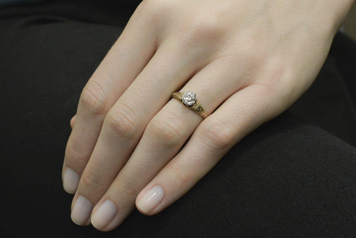 Victorian .76 Carat Old Mine Cut Diamond Engagement Ring