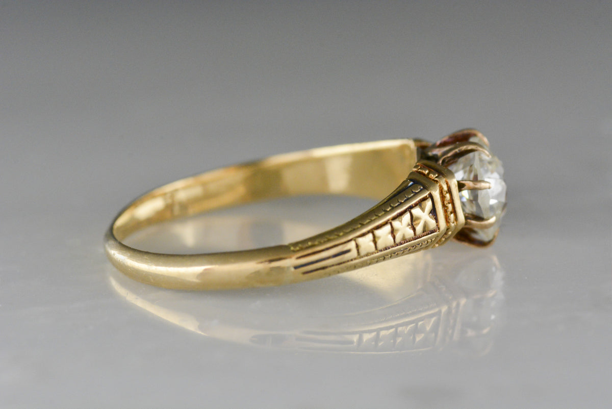 Antique Victorian .76 Carat Old Mine Cut Diamond Engagement Ring