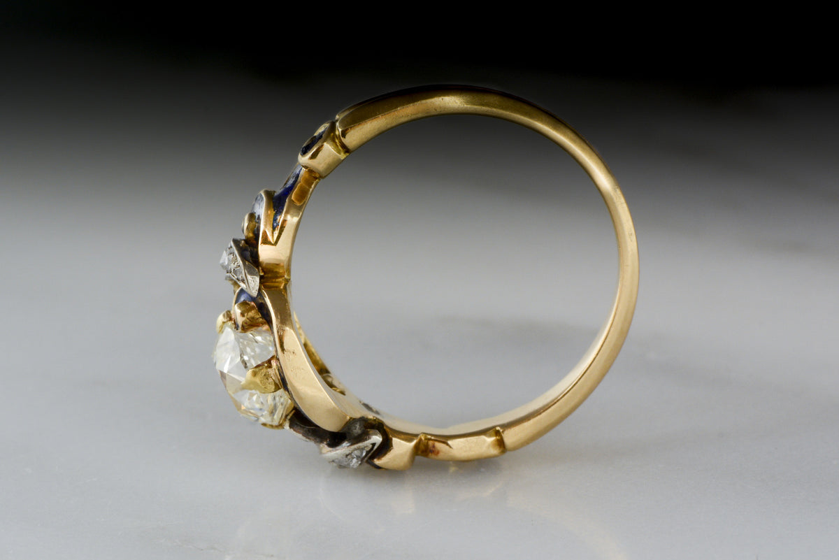 Victorian / Art Nouveau 1.17 Carat Old Mine Cushion Cut Diamond Engagement Ring