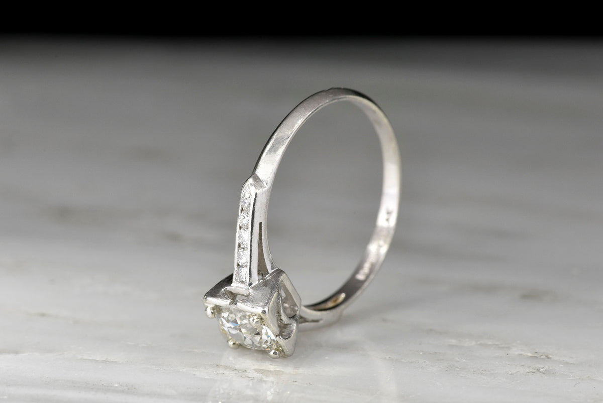 c. 1950s Midcentury Engagement Ring with an Old European Cut Diamond Center