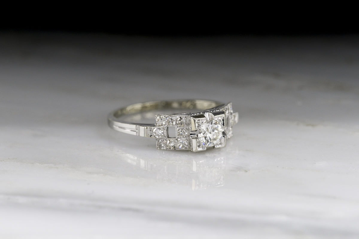 Vintage Art Deco / Retro Old European Cut Diamond Engagement Ring