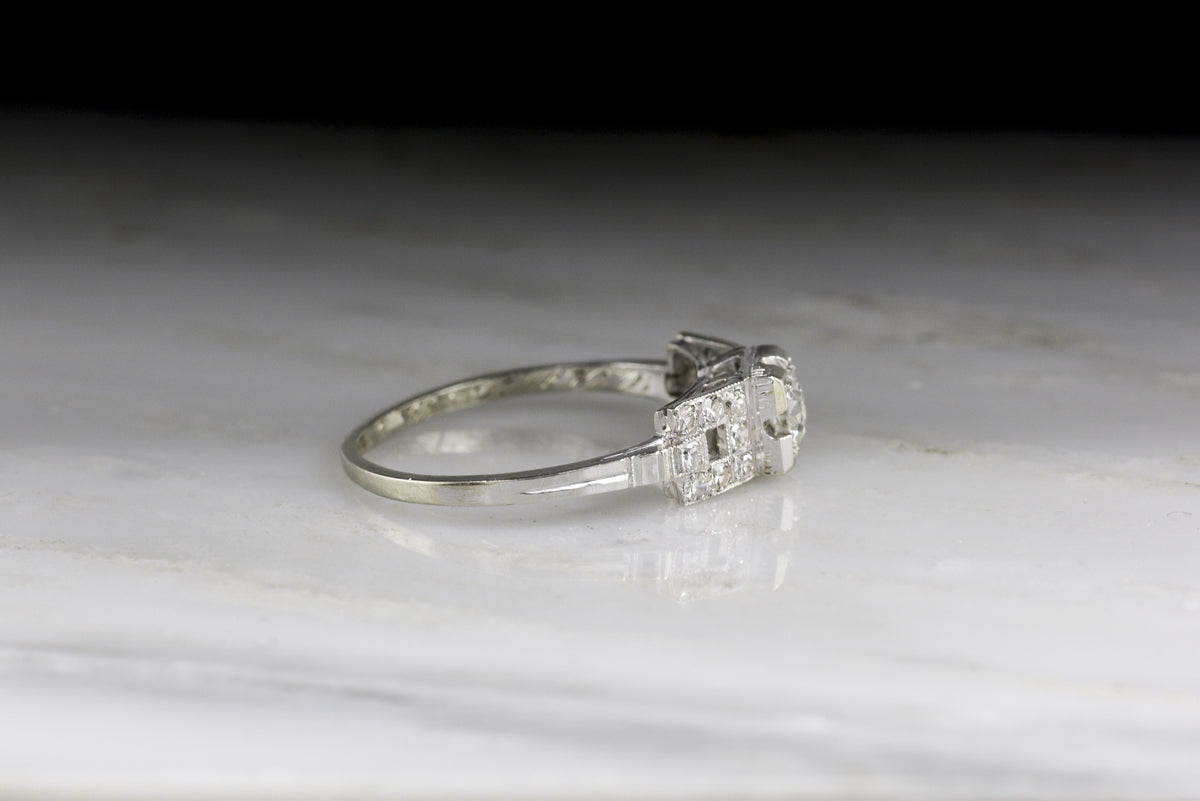 Vintage Art Deco / Retro Old European Cut Diamond Engagement Ring