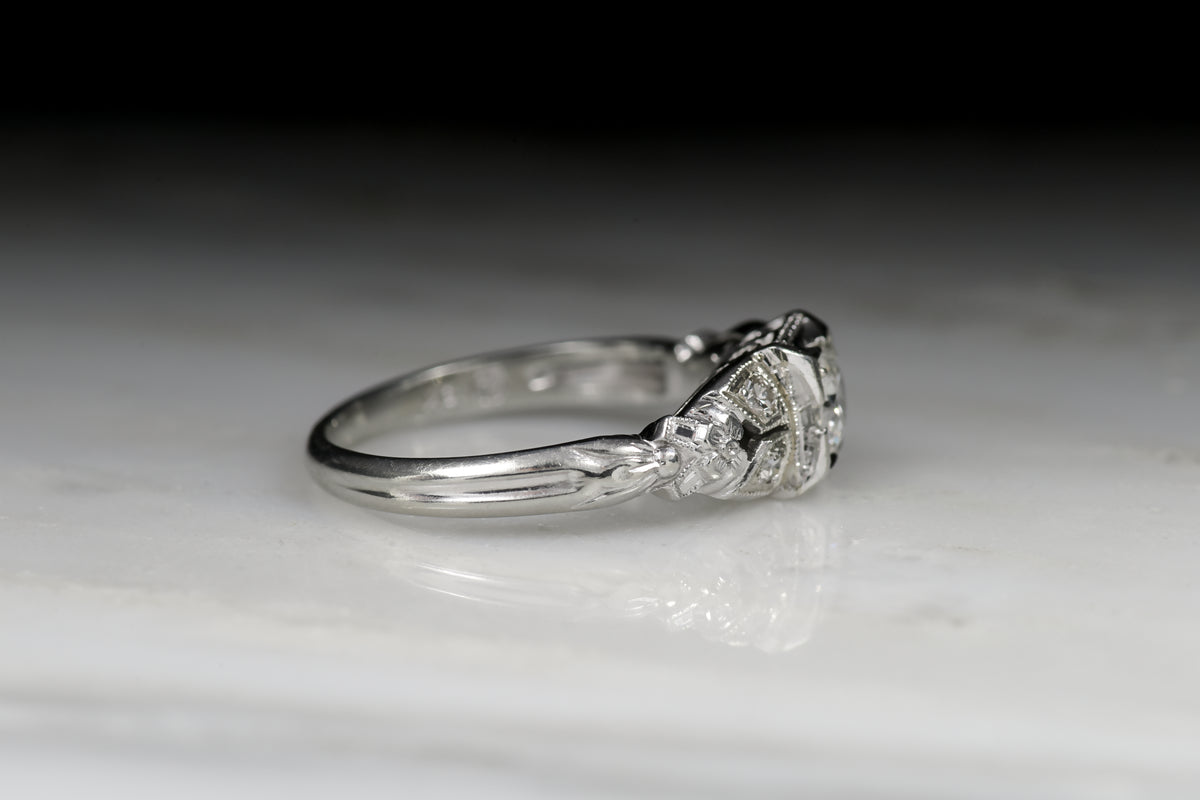 Vintage Late Art Deco Transitional Cut Diamond Engagement Ring