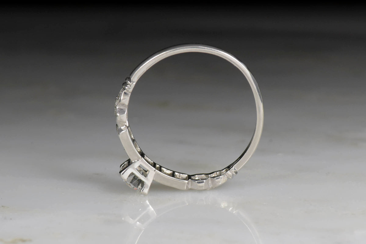 Petite Art Deco Diamond Engagement Ring or Stacker