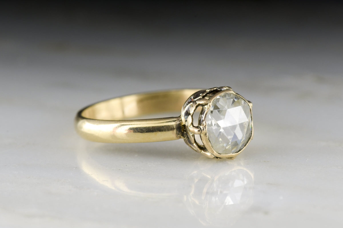 Victorian Antique Rose Cut Diamond Solitaire Engagement Ring