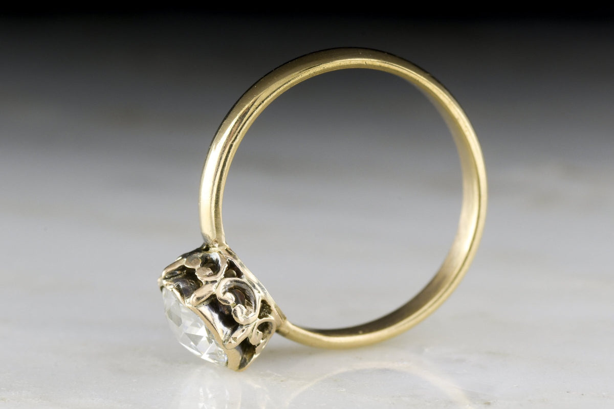 Victorian Antique Rose Cut Diamond Solitaire Engagement Ring
