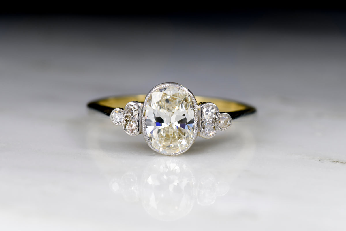 Antique Victorian Oval Cut Diamond Engagement Ring in Gold, Platinum