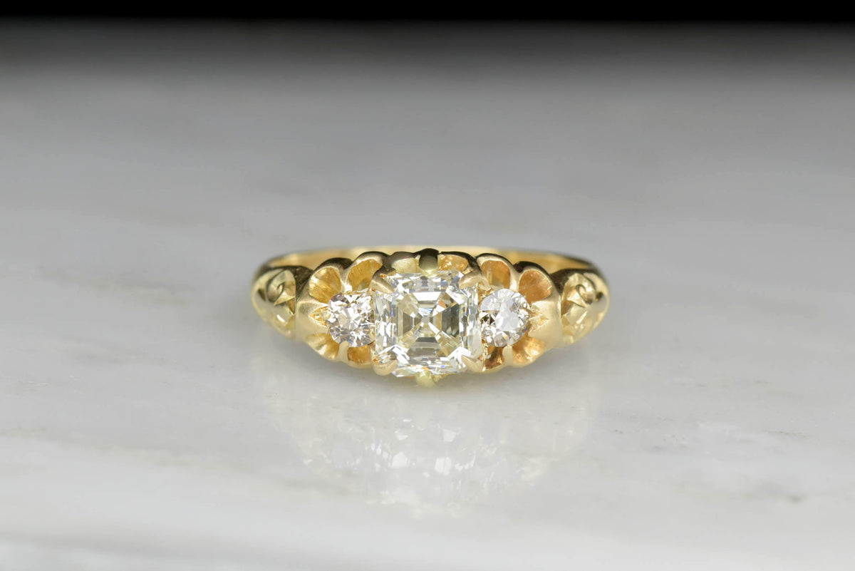 World War One Asscher Cut Diamond Engagement Ring