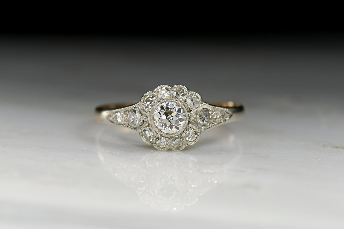 Antique Victorian Diamond Engagement Ring in Rose Gold and Silver