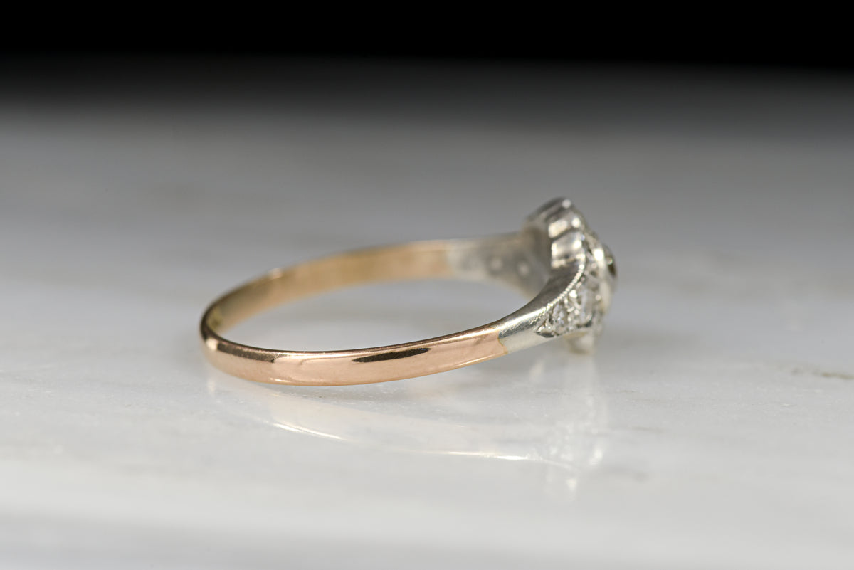 Antique Victorian Diamond Engagement Ring in Rose Gold and Silver