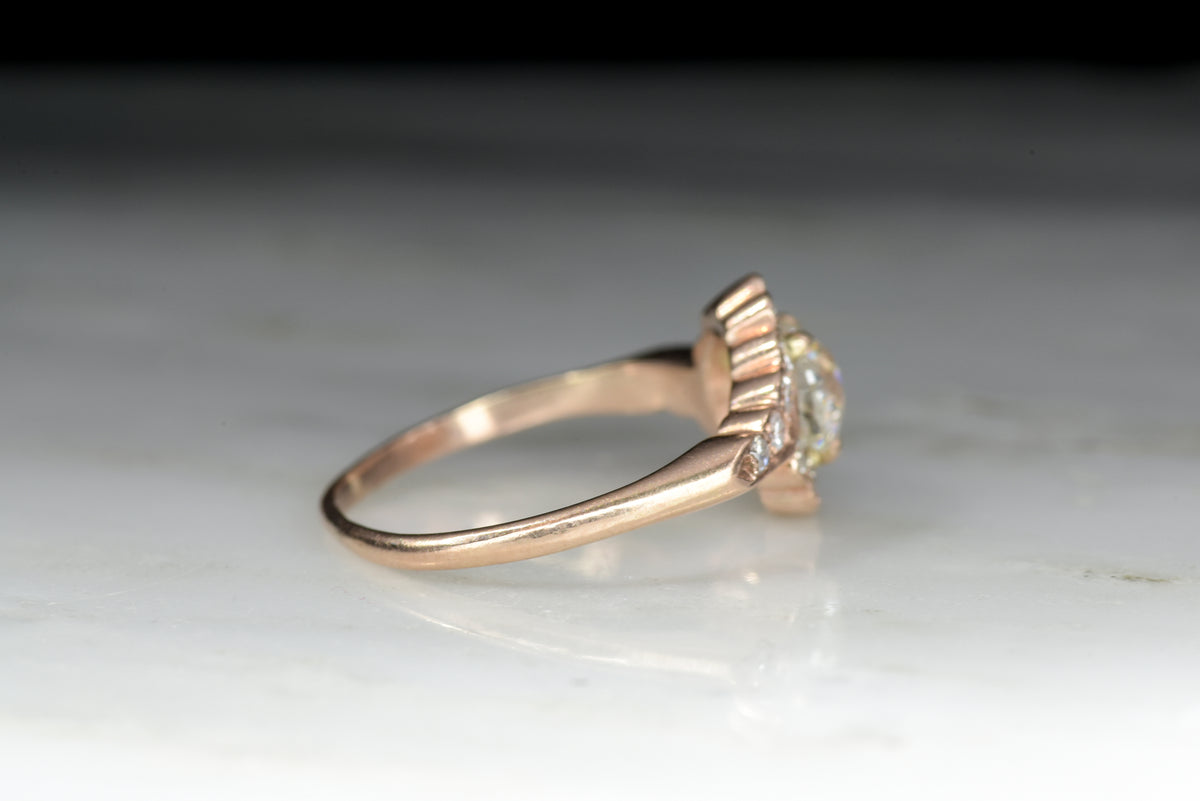 Vintage Rose Gold Engagement Ring with an GIA Certified Old European Cut Diamond Center