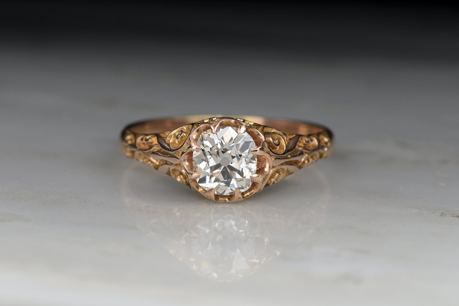 Antique Victorian Engagement Ring with a GIA Certified 1.05ct Old European Cut Diamond