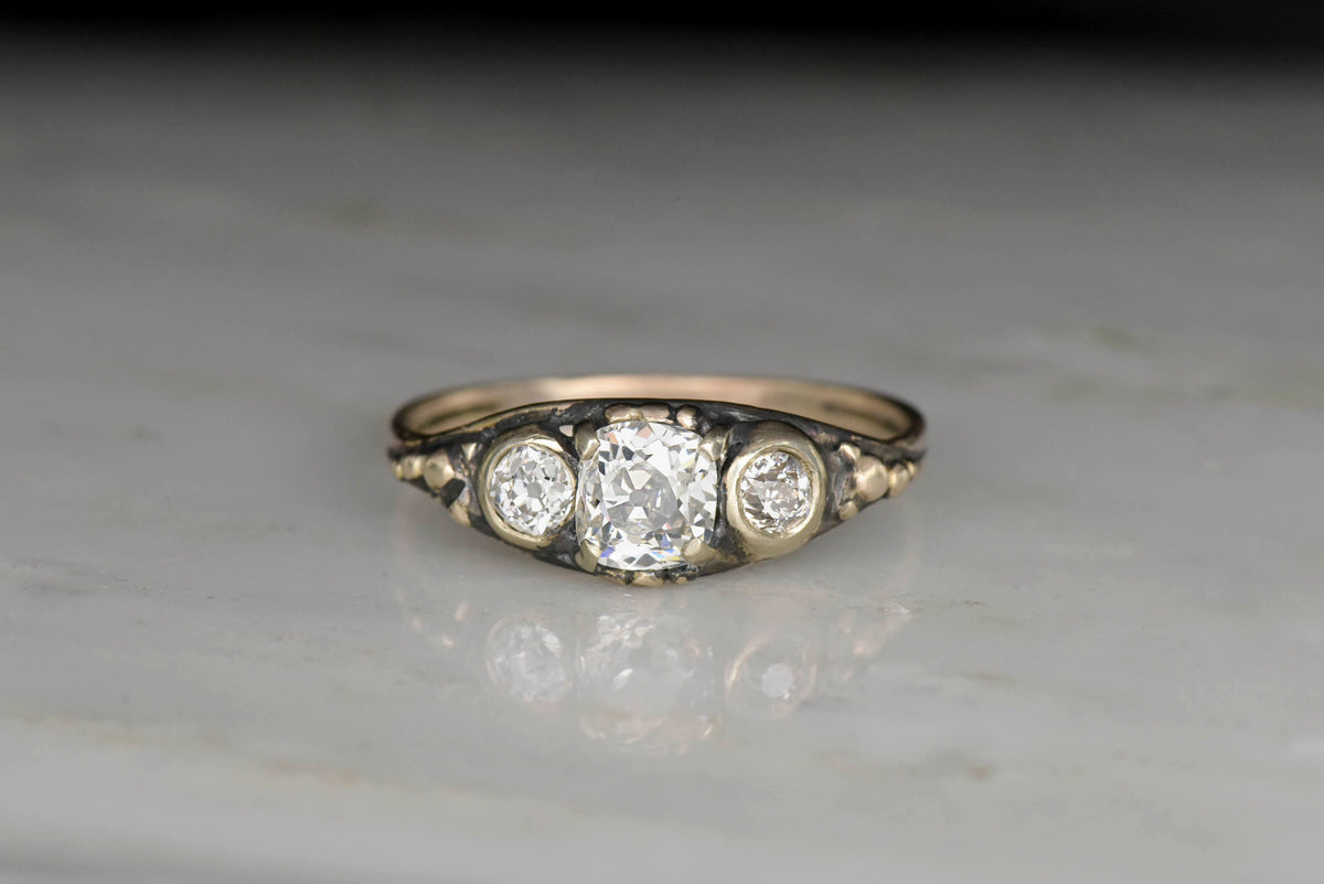 Victorian Old Mine Cut Diamond Gold Engagement Ring