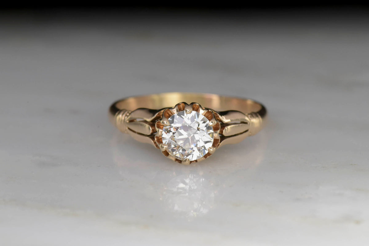 Victorian Gold and GIA Certified Old European Cut Diamond Engagement Ring