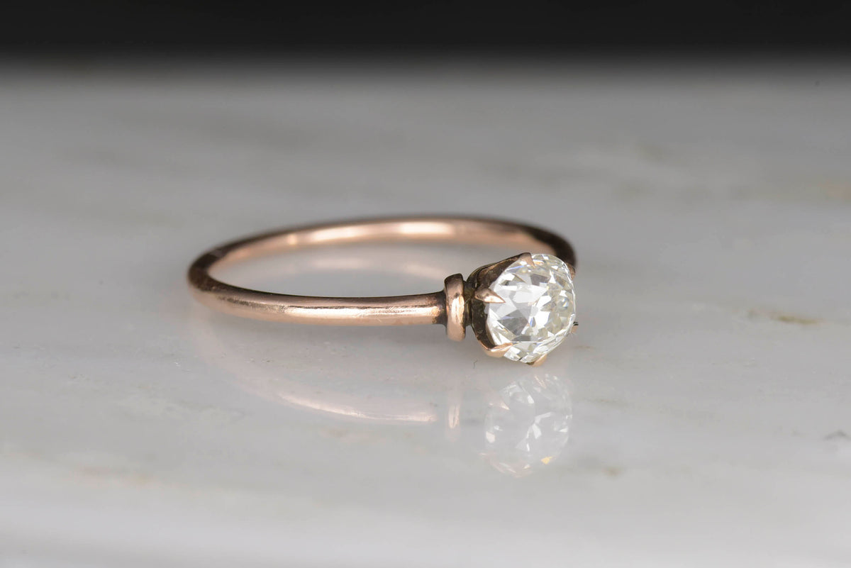 Victorian Diamond Solitaire and Rose Gold Engagement Ring