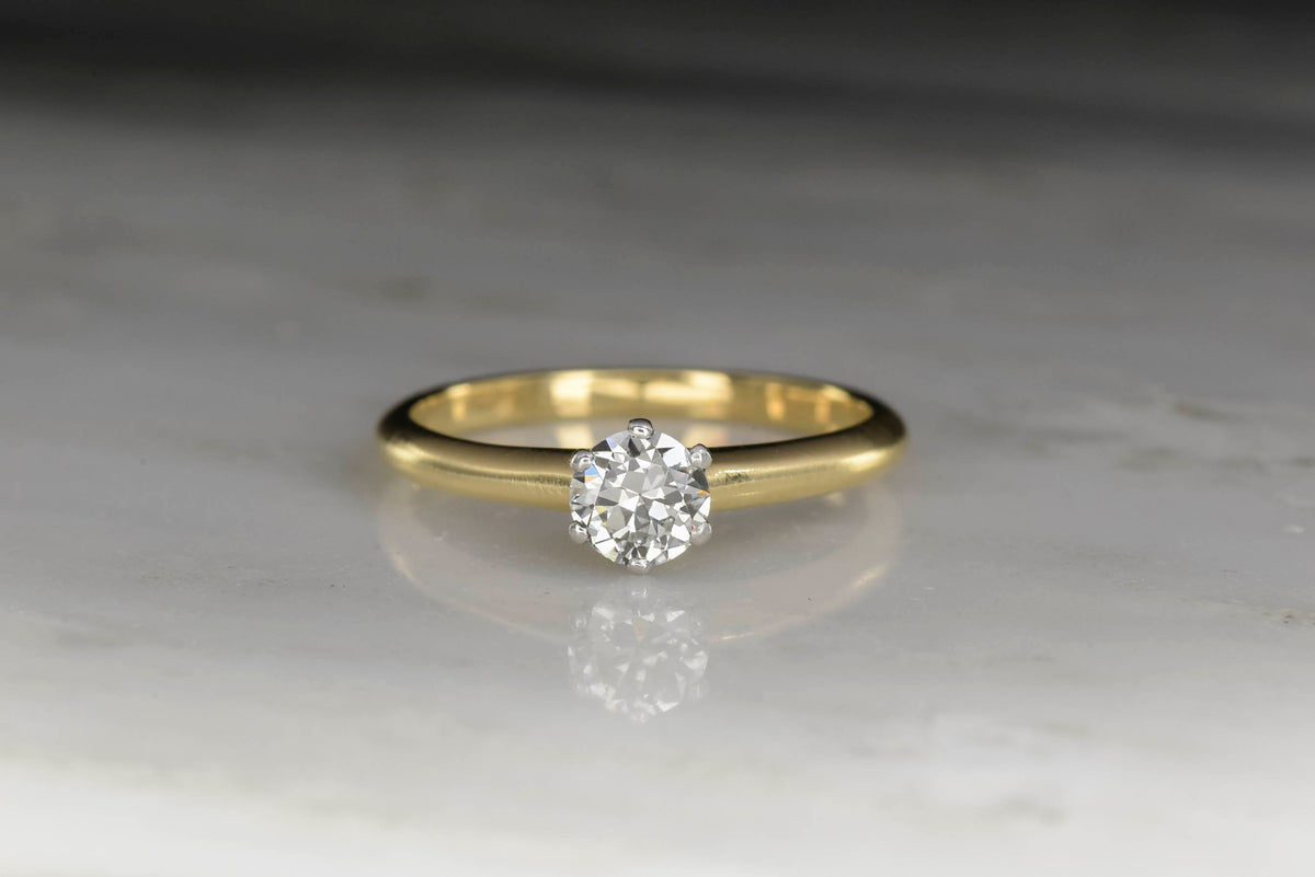 Vintage Tiffany &amp; Co. Solitaire Engagement Ring with a GIA .39 Carat Round Brilliant Cut Diamond