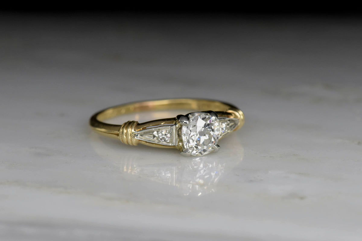 Mid-Century Two-Toned Diamond Engagement Ring