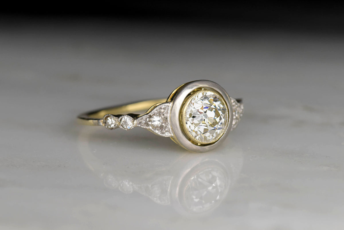 Belle Époque Engagement Ring in Gold and Platinum