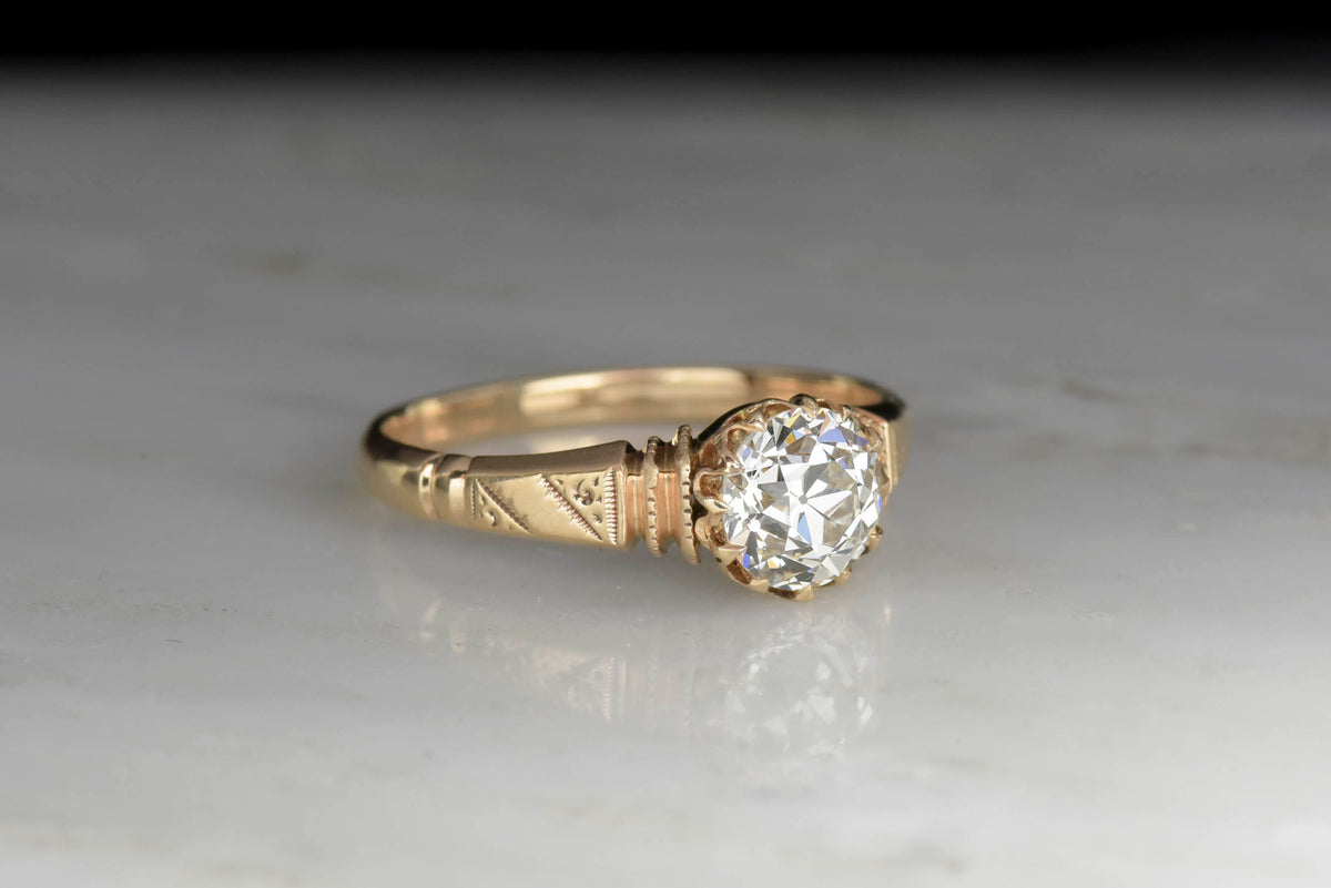 Victorian GIA 1.09 Old European Cut Engagement Ring