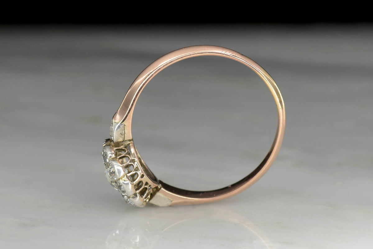 Victorian Rose Gold and Platinum Halo Ring