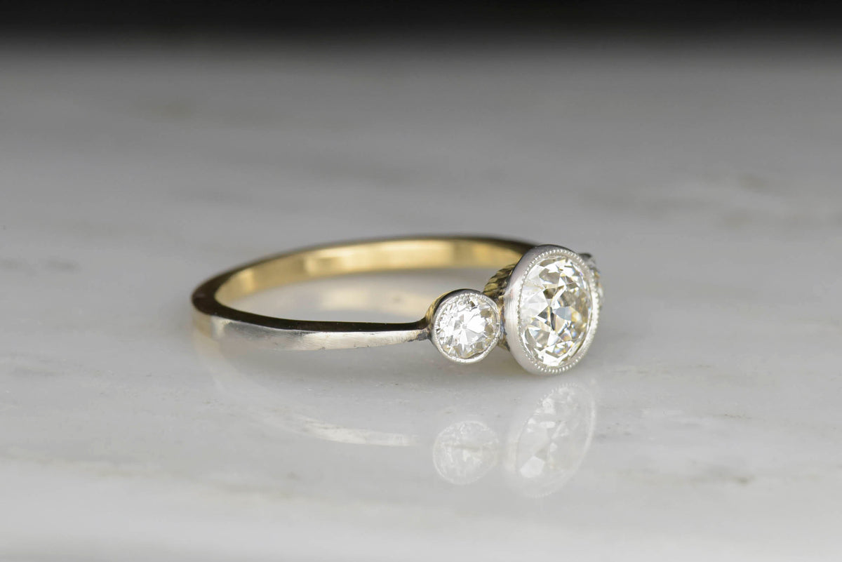 Belle Époque Three Stone Diamond Engagement Ring