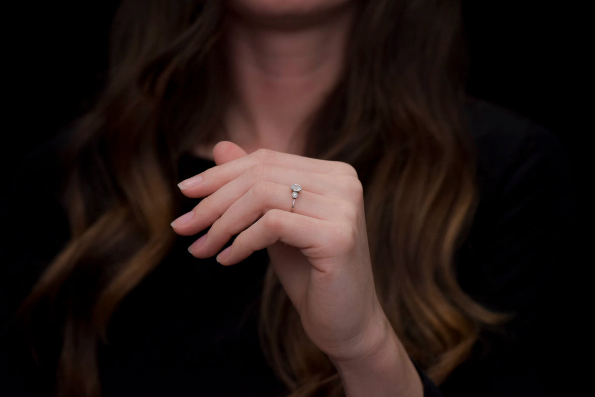 Belle Époque Three Stone Diamond Engagement Ring