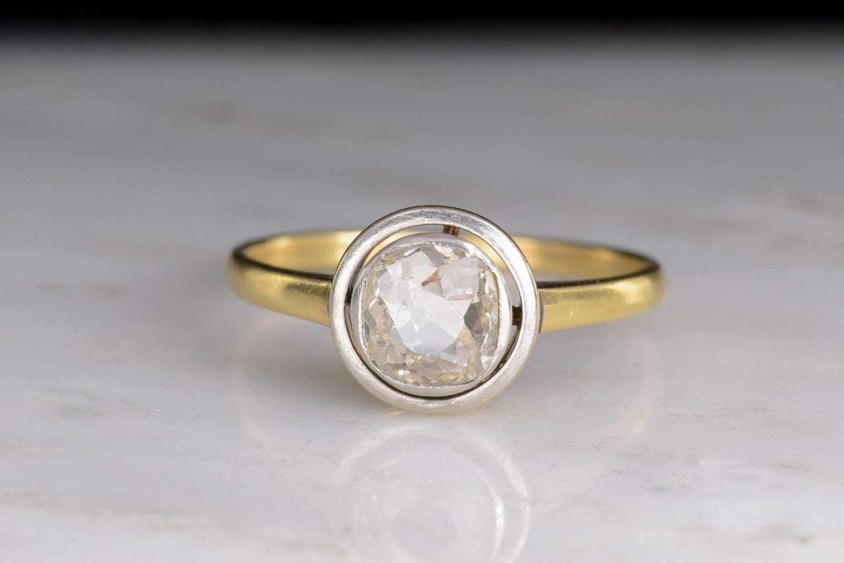 Late Victorian Floating Bezel Diamond Engagement Ring