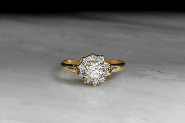 Antique Victorian Diamond Halo Engagement Ring - Pebble & Polish