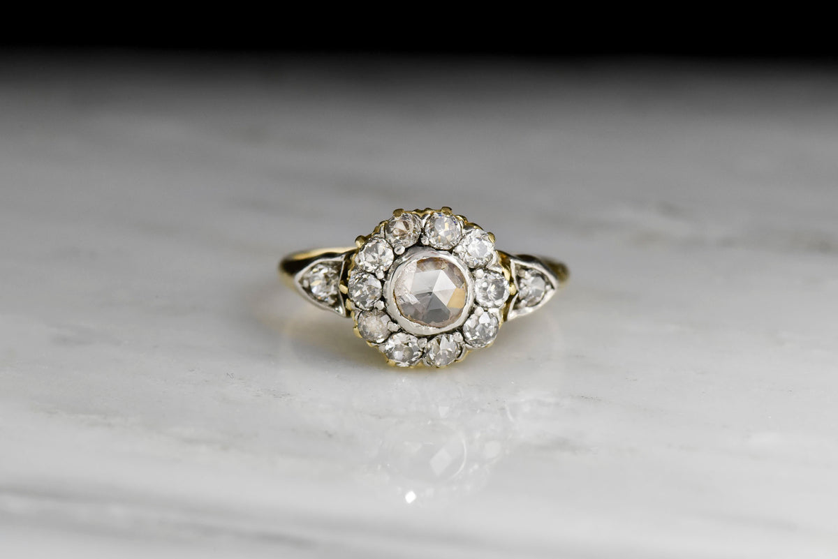 Victorian Rose Cut and Old Mine Cut Diamond Cluster Ring