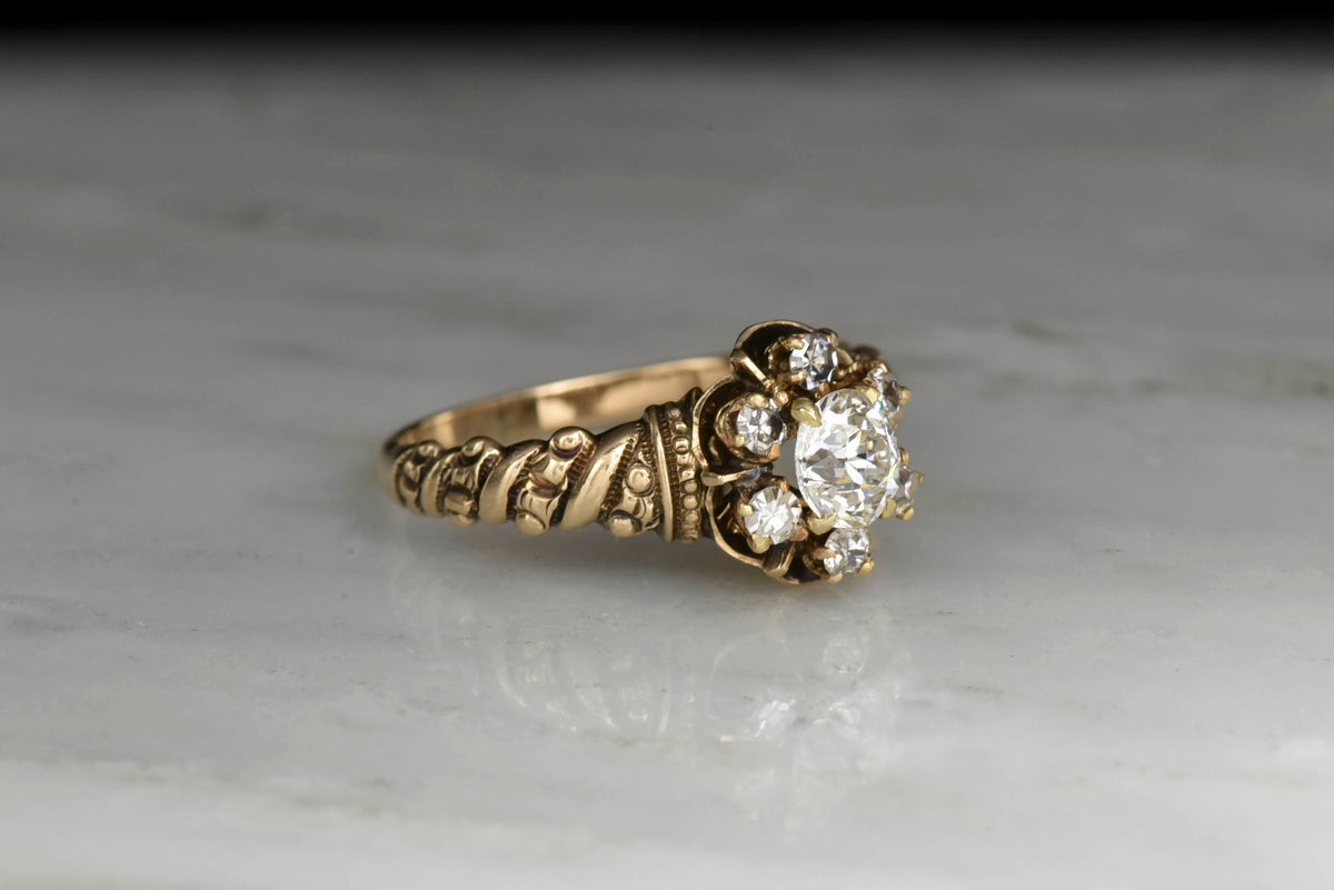 Ornate Victorian Deep Relief Diamond Ring