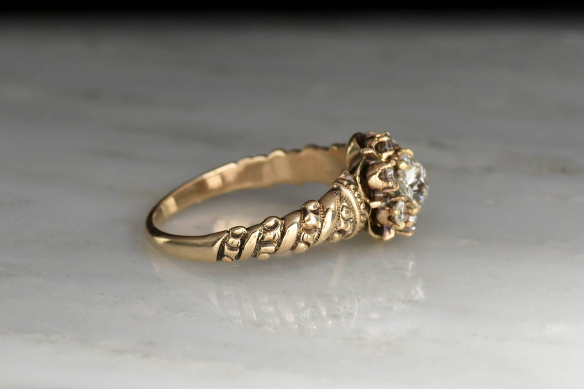 Ornate Victorian Deep Relief Diamond Ring