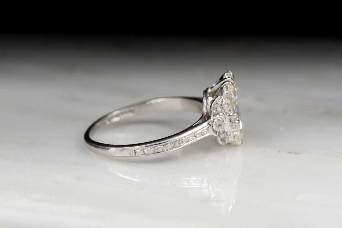 Antique/Vintage Edwardian 1.71 Carat Chubby Pear Cut Diamond Engagement Ring