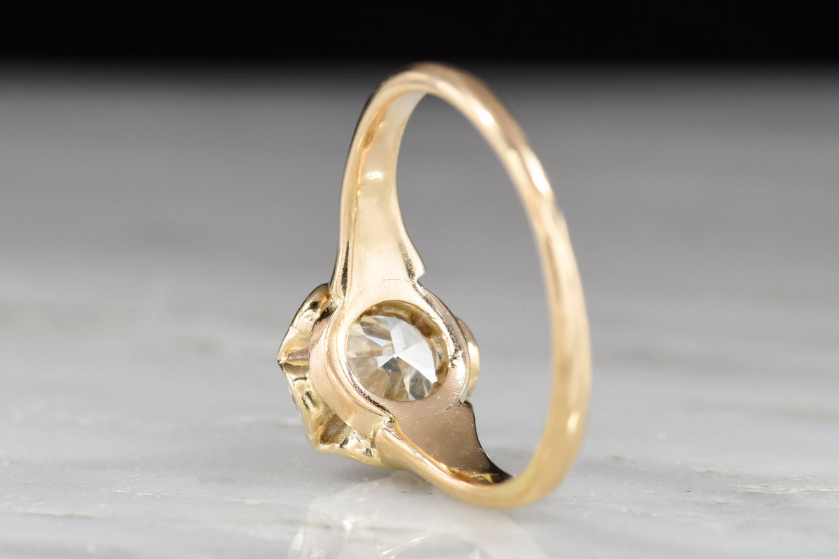 Late Victorian Gold Solitaire Buttercup Engagement Ring with a GIA 1.34 Carat Diamond